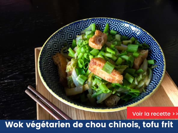 Wok végétarien de chou et tofu frit japonais
